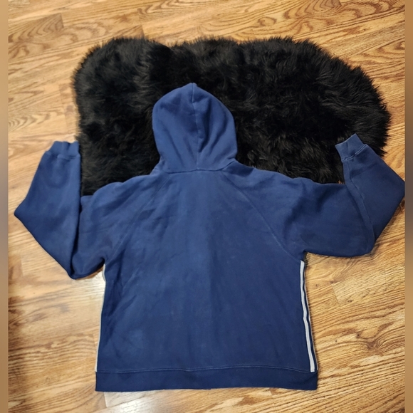RARE Vintage Adidas Navy Blue Zip-up Hoodie With 3 White Stripes Women's Size L - Picture 8 of 10